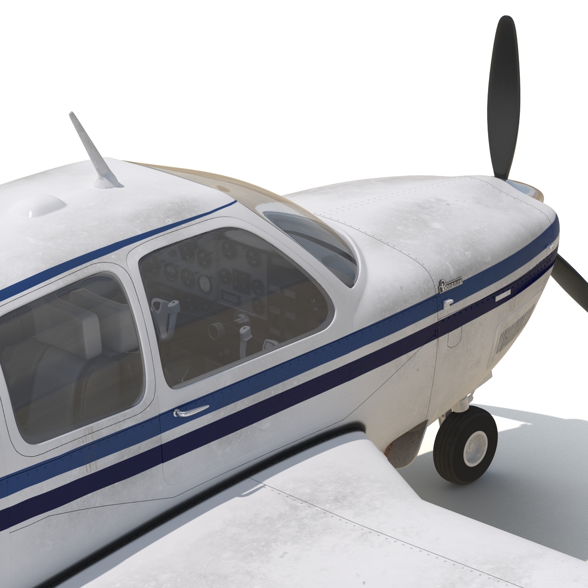 Civil Utility Aircraft Beechcraft Bonanza S35 V Tail Rigged 3D model