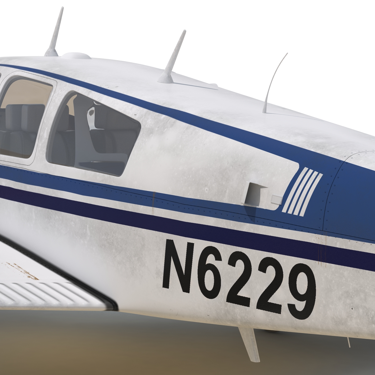 Civil Utility Aircraft Beechcraft Bonanza S35 V Tail Rigged 3D model