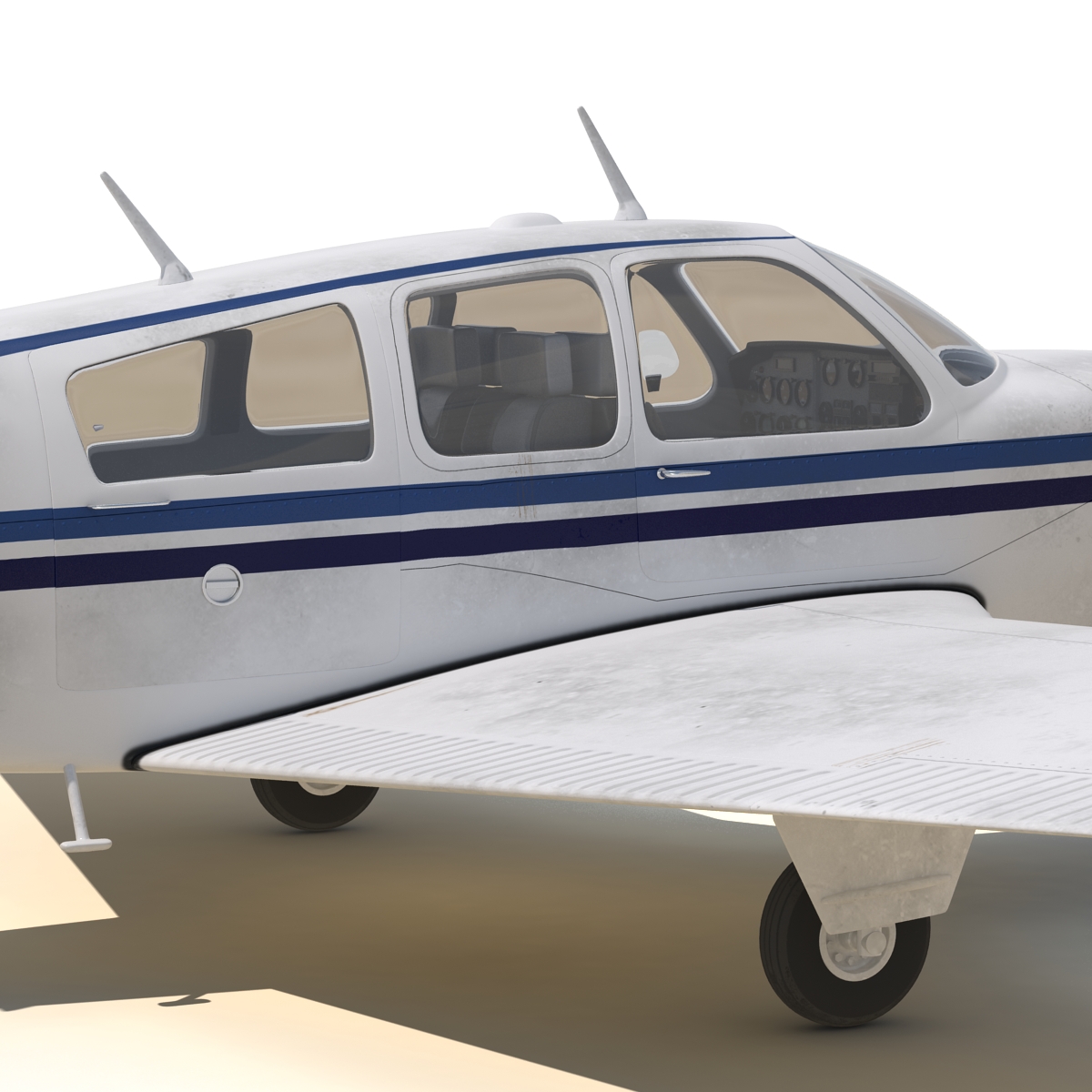 Civil Utility Aircraft Beechcraft Bonanza S35 V Tail Rigged 3D model