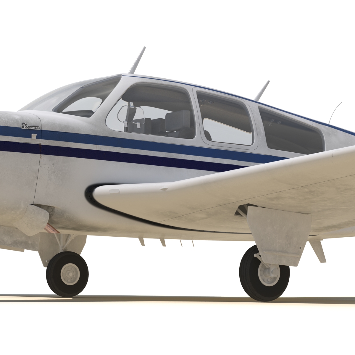 Civil Utility Aircraft Beechcraft Bonanza S35 V Tail Rigged 3D model