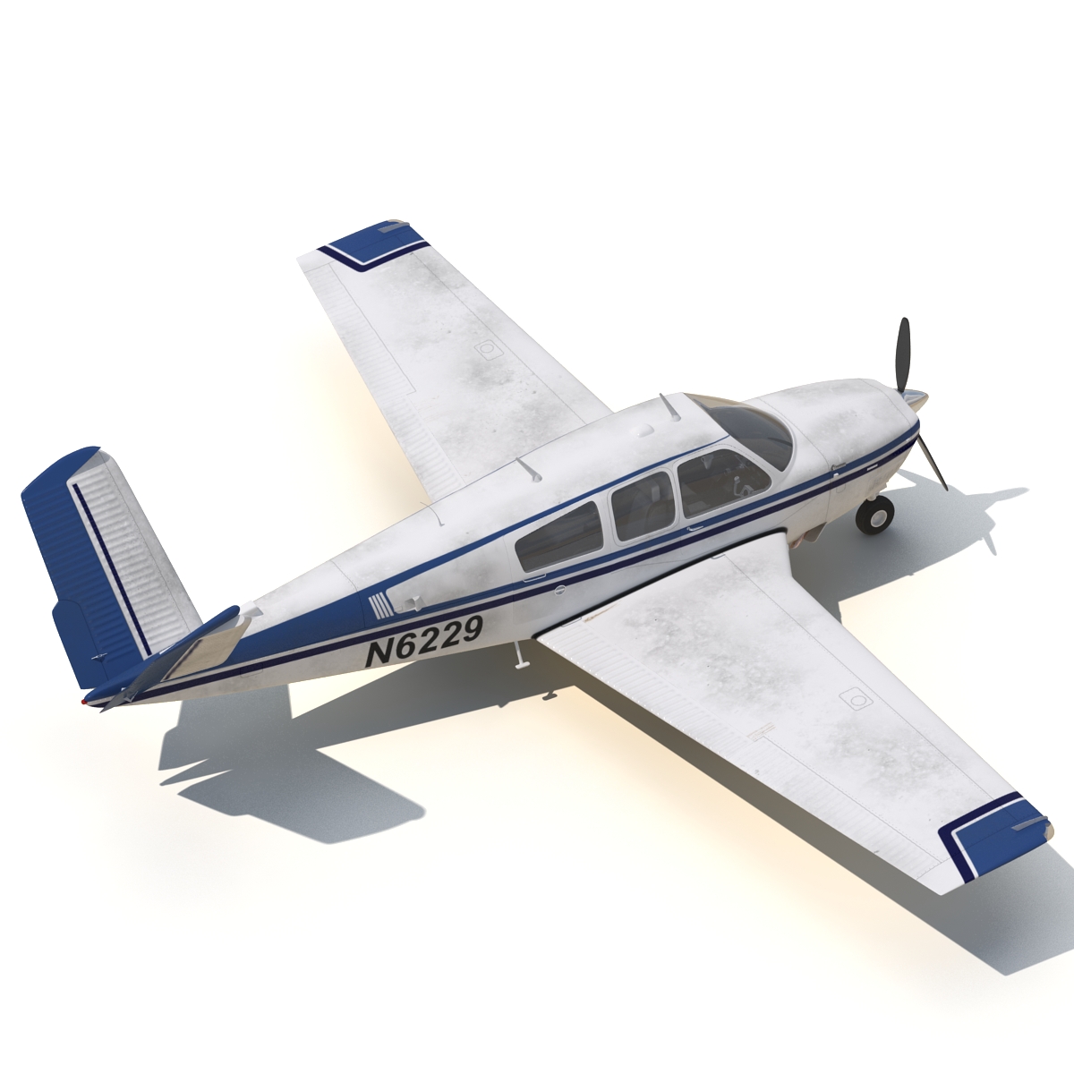 Civil Utility Aircraft Beechcraft Bonanza S35 V Tail Rigged 3D model