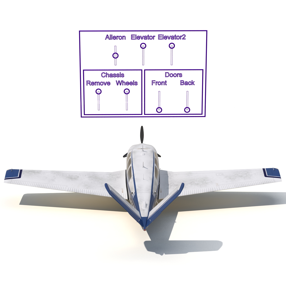 Civil Utility Aircraft Beechcraft Bonanza S35 V Tail Rigged 3D model