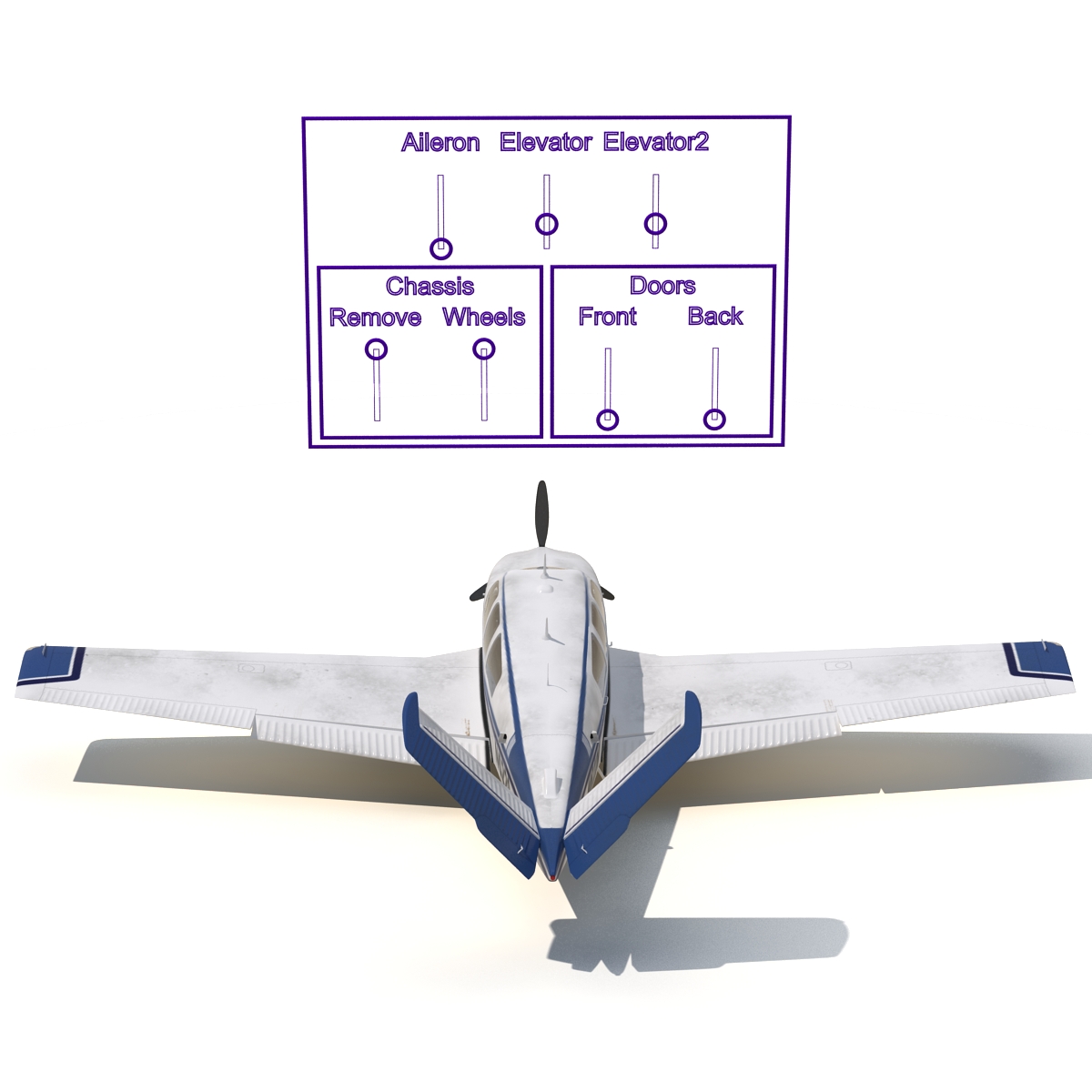 Civil Utility Aircraft Beechcraft Bonanza S35 V Tail Rigged 3D model