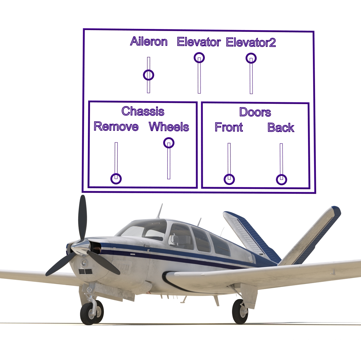 Civil Utility Aircraft Beechcraft Bonanza S35 V Tail Rigged 3D model