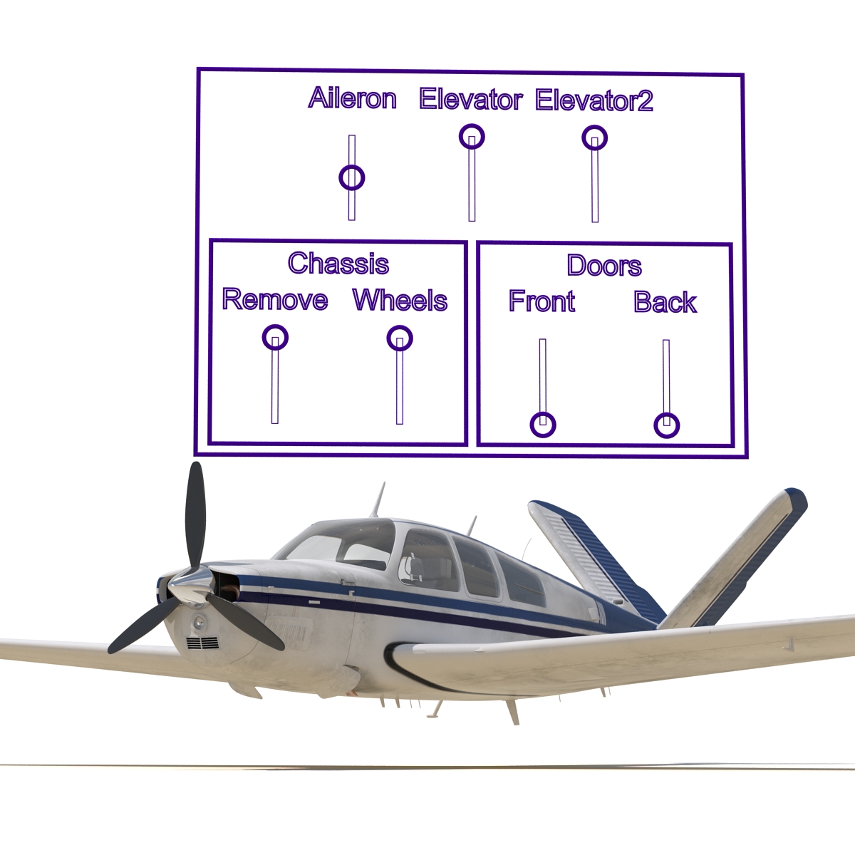 Civil Utility Aircraft Beechcraft Bonanza S35 V Tail Rigged 3D model