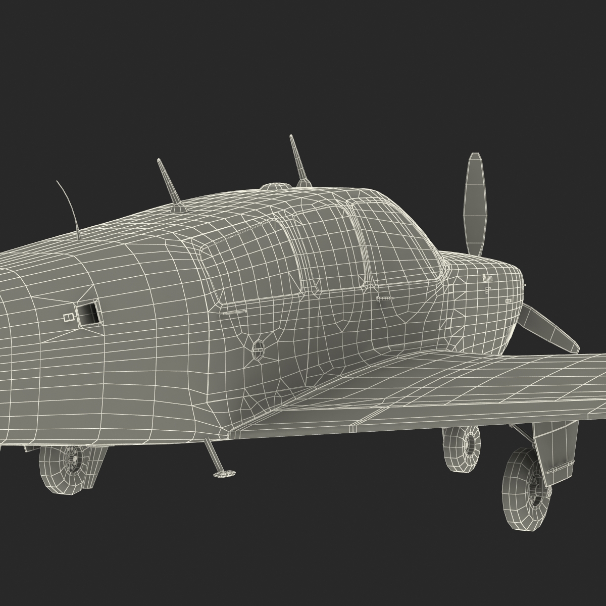 Civil Utility Aircraft Beechcraft Bonanza S35 V Tail Rigged 3D model