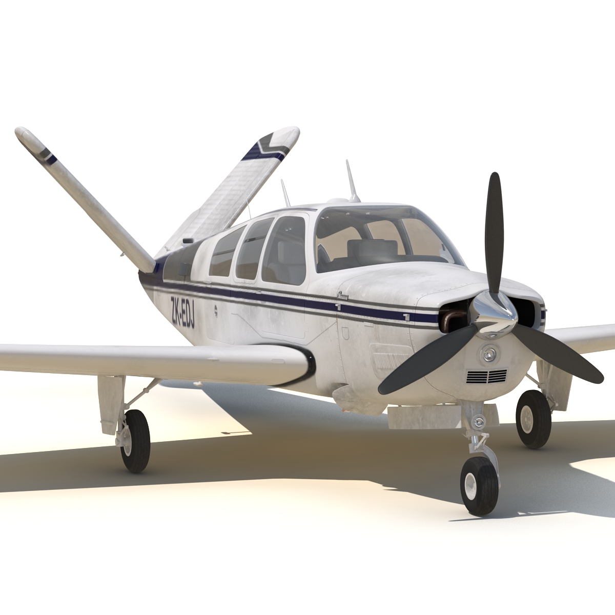 3D Civil Utility Aircraft Beechcraft Bonanza S35 V Tail Rigged 2