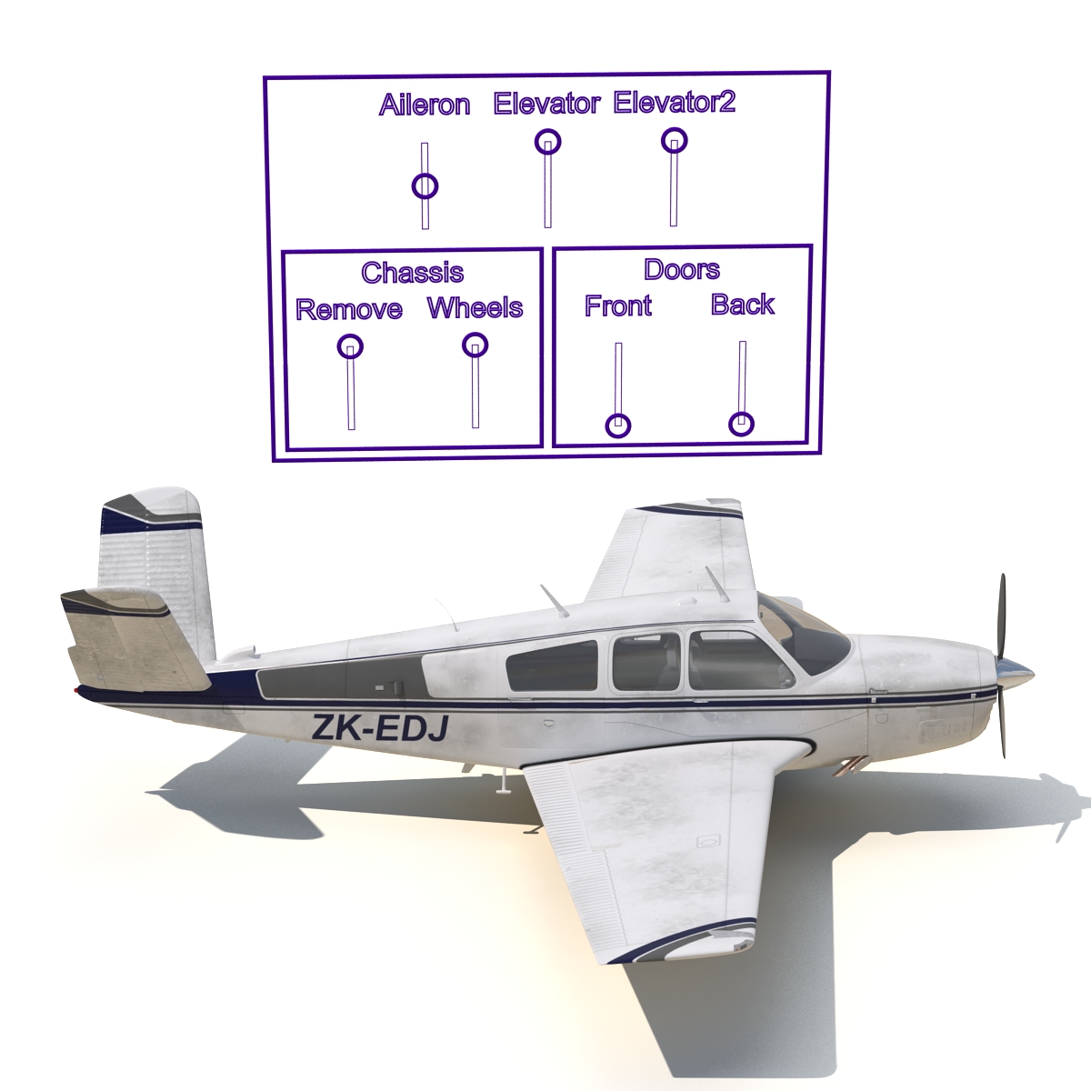 3D Civil Utility Aircraft Beechcraft Bonanza S35 V Tail Rigged 2