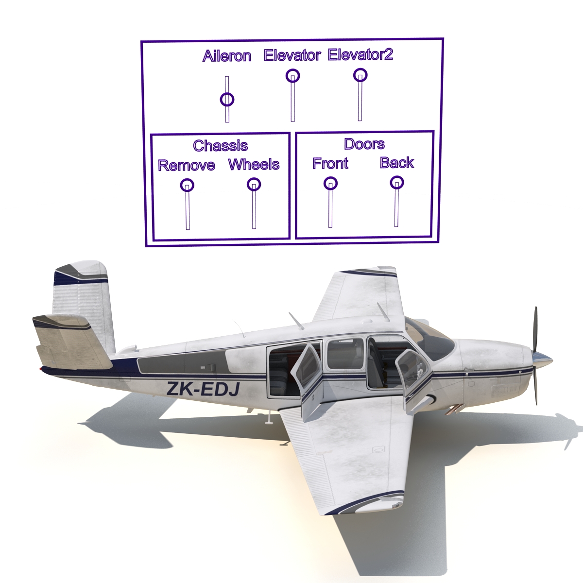 3D Civil Utility Aircraft Beechcraft Bonanza S35 V Tail Rigged 2