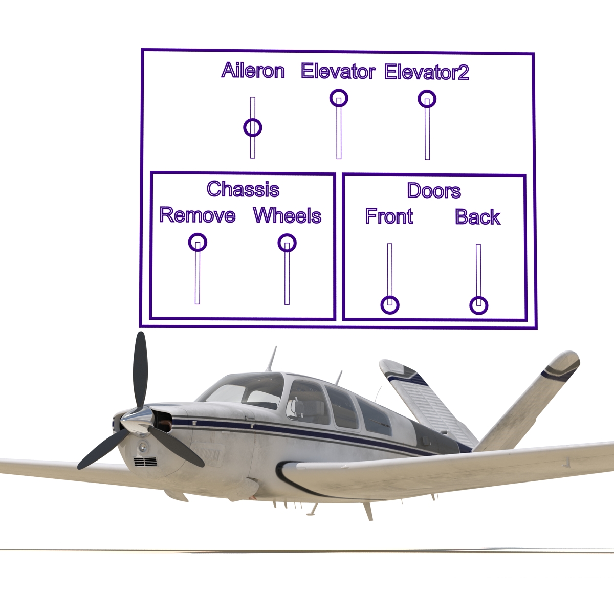 3D Civil Utility Aircraft Beechcraft Bonanza S35 V Tail Rigged 2