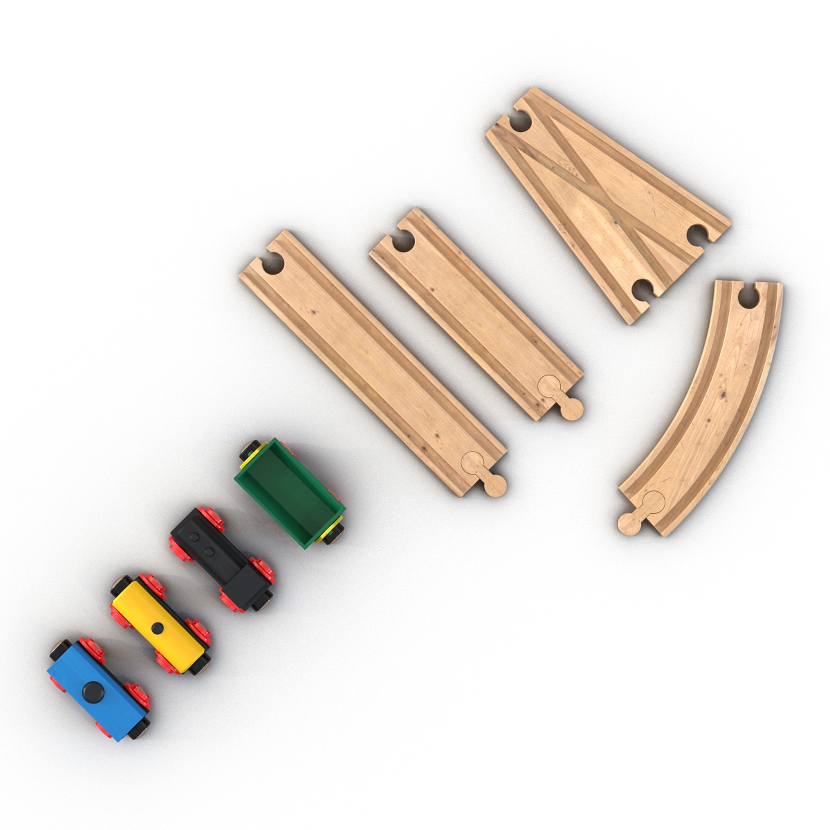 3D Wooden Toy Train With Track Set