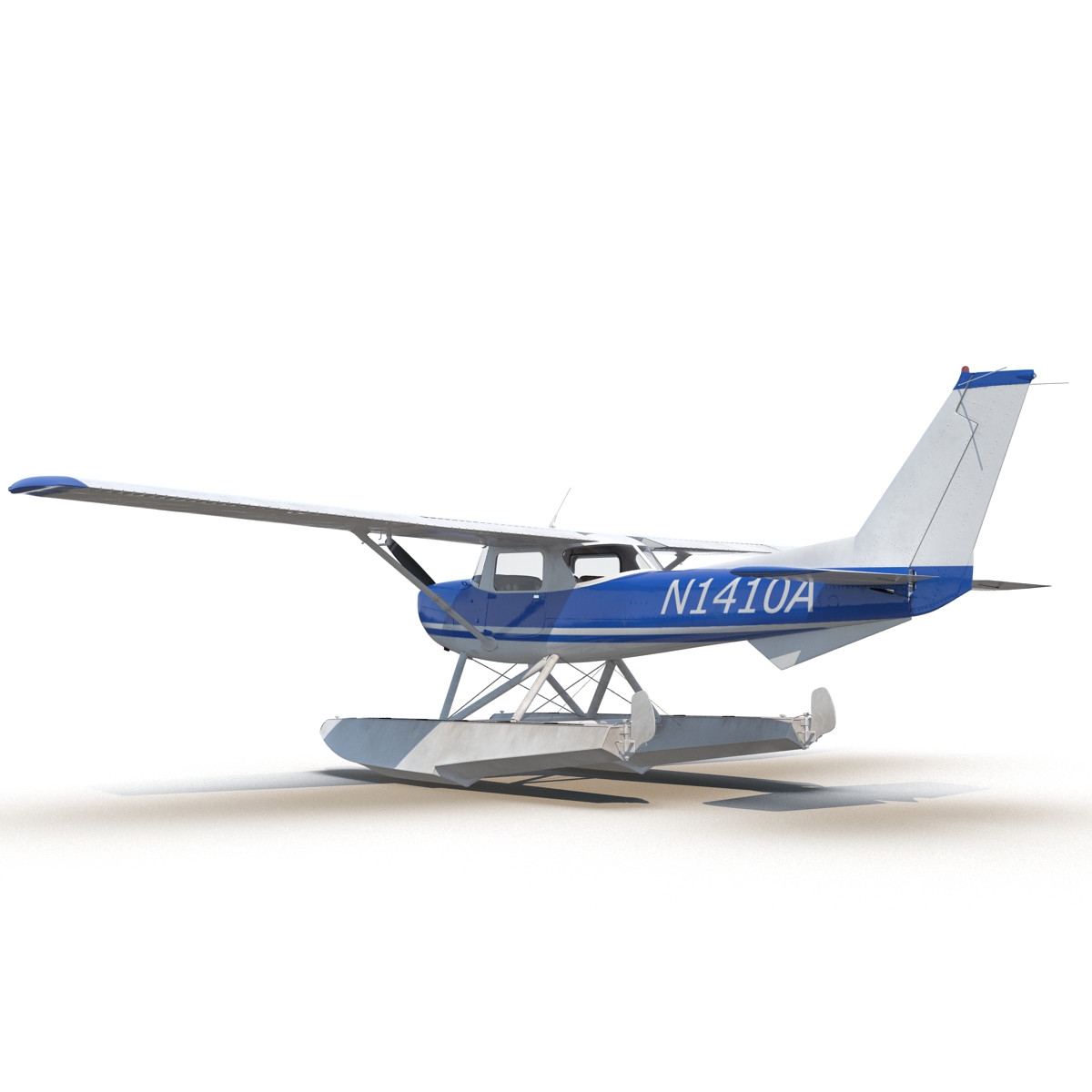 3D Cessna 150 Seaplane Rigged