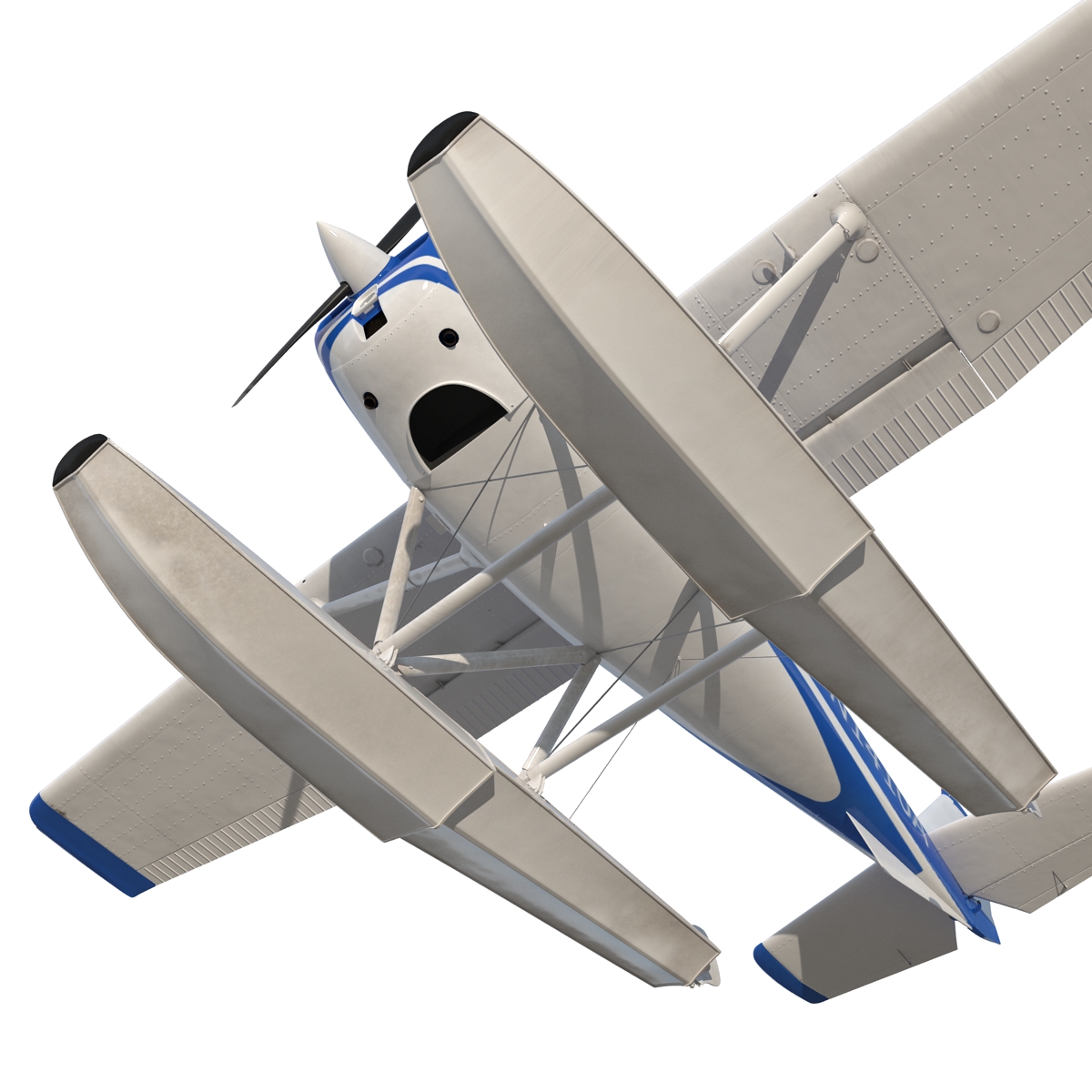 3D Cessna 150 Seaplane Rigged