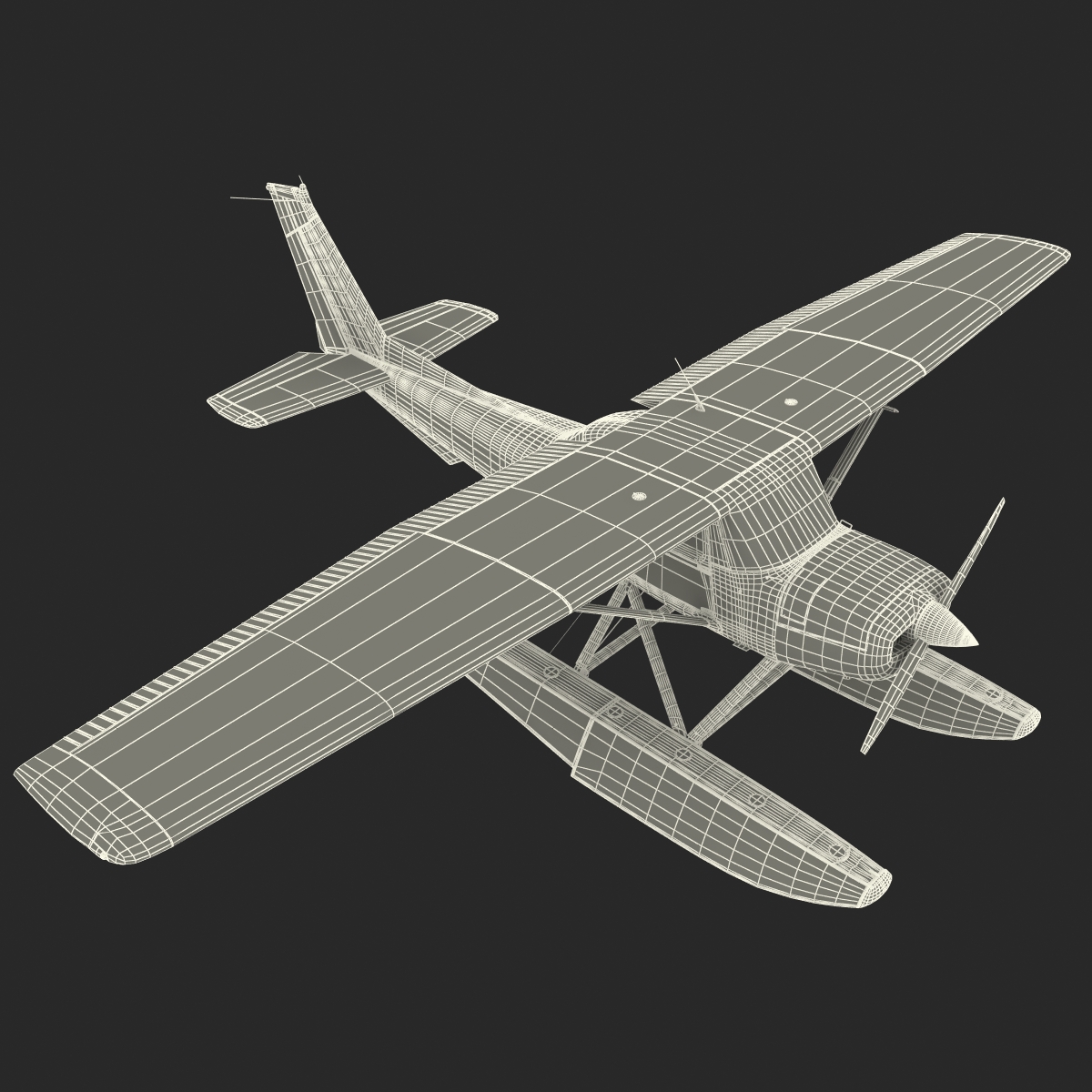 3D Cessna 150 Seaplane Rigged