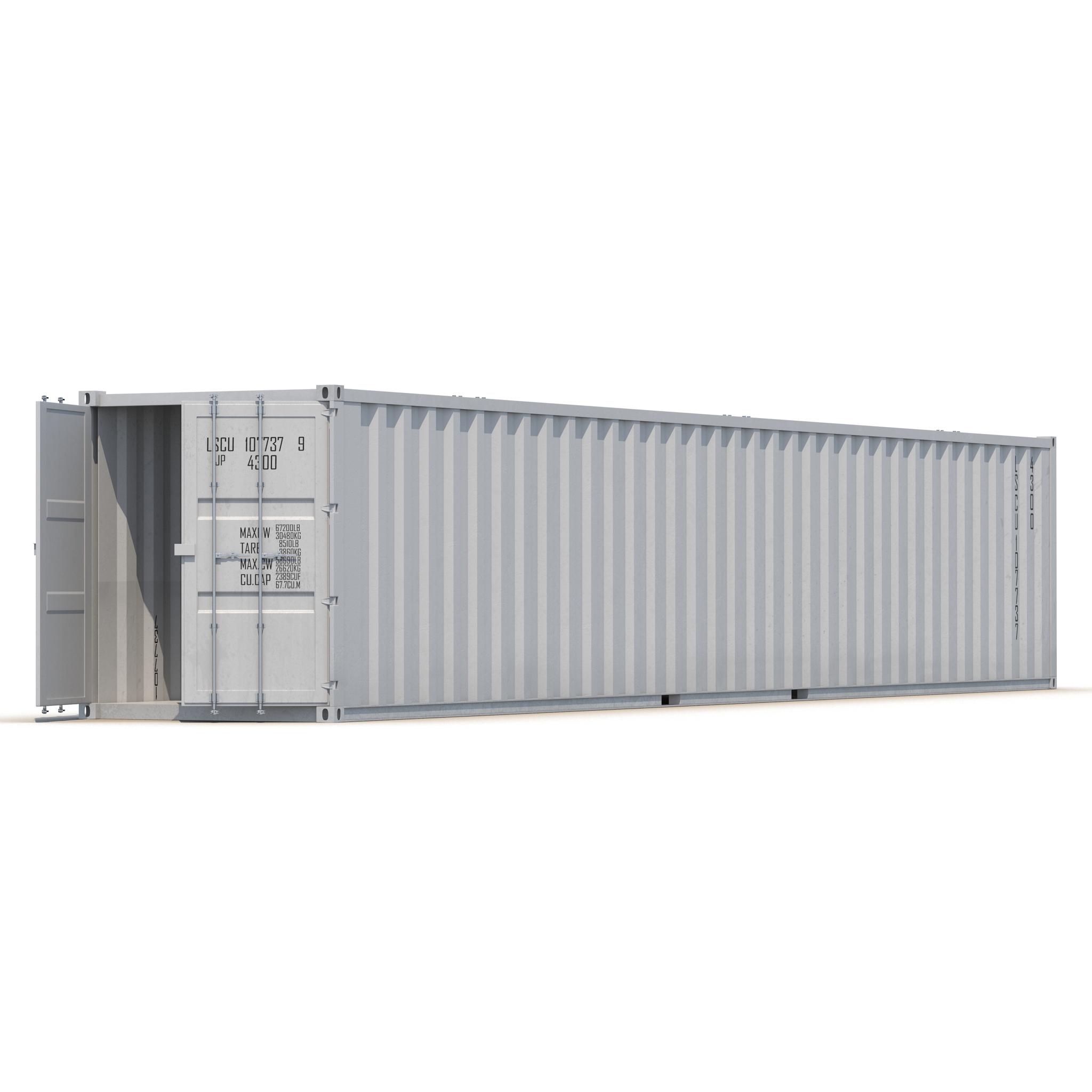 48 ft Shipping ISO Container White 3D model