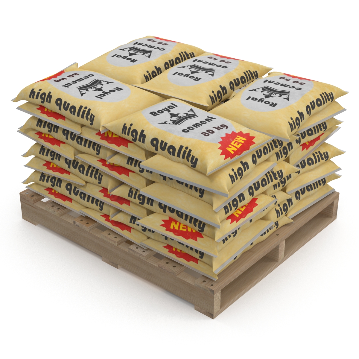 3D Pallet of Cement Bags 2 model