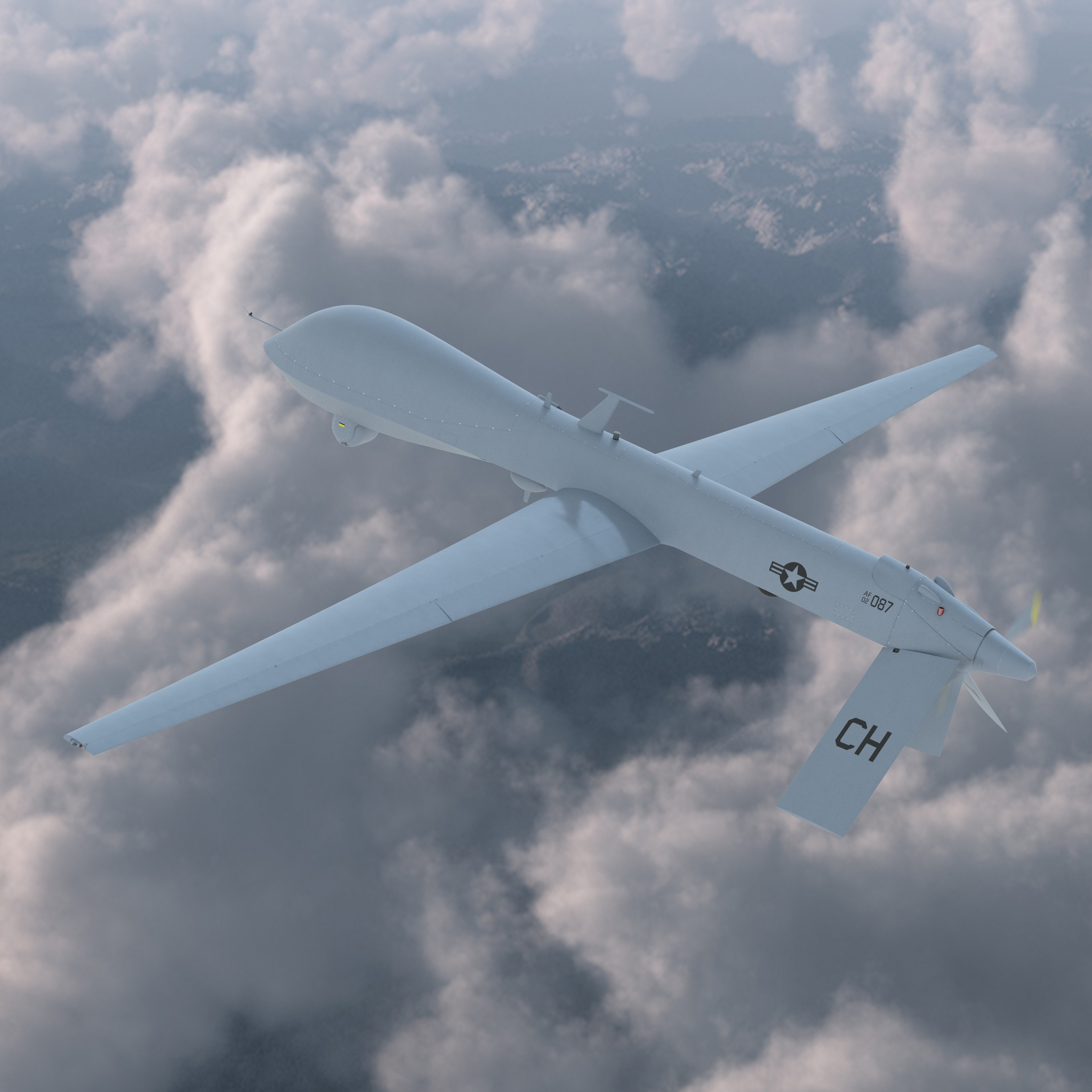 3D General Atomics MQ-1 Predator Rigged