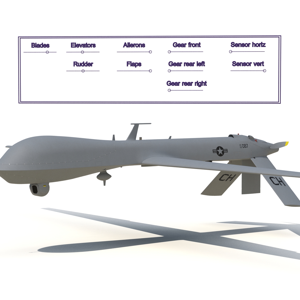 3D General Atomics MQ-1 Predator Rigged