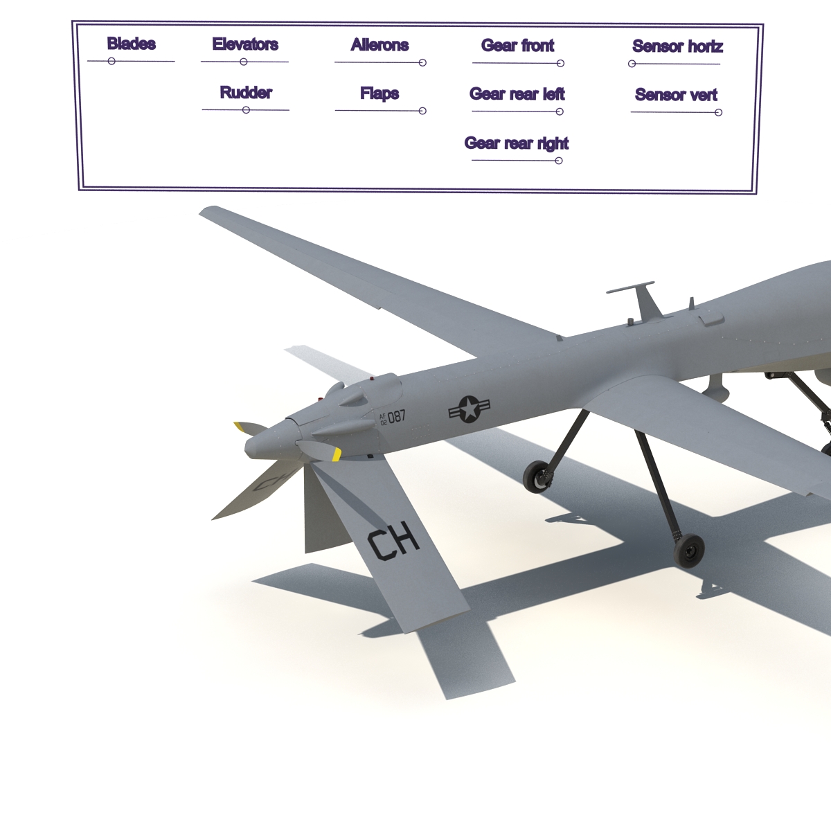 3D General Atomics MQ-1 Predator Rigged