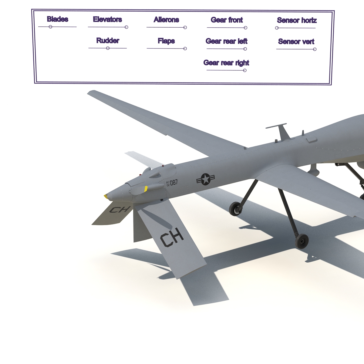 3D General Atomics MQ-1 Predator Rigged