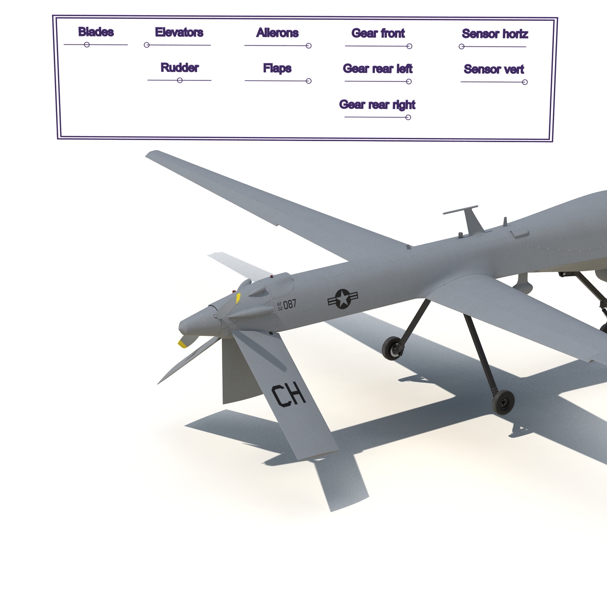 3D General Atomics MQ-1 Predator Rigged