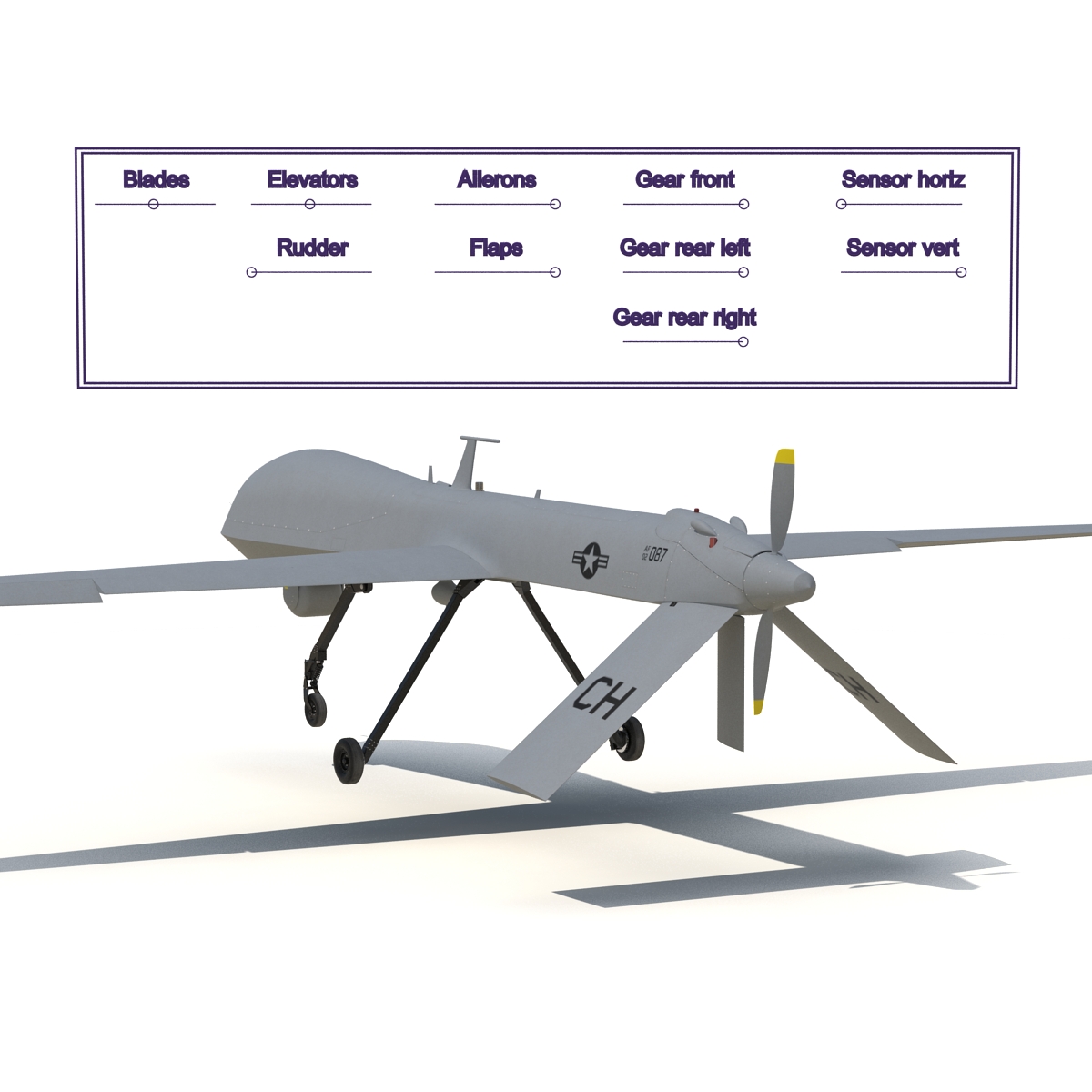 3D General Atomics MQ-1 Predator Rigged