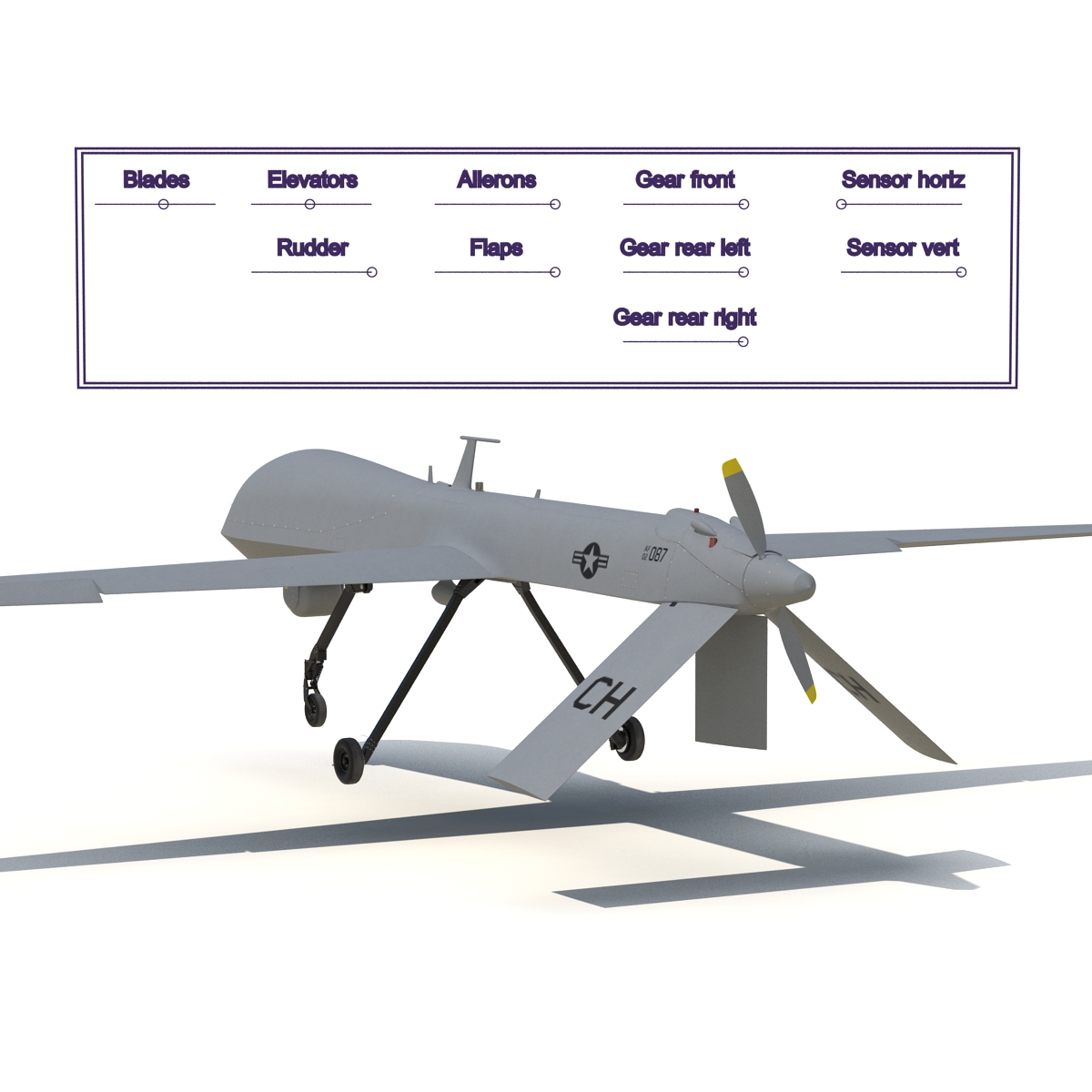 3D General Atomics MQ-1 Predator Rigged