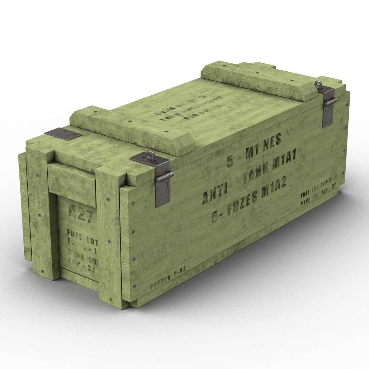 3D Ammo Crate 3 Green model