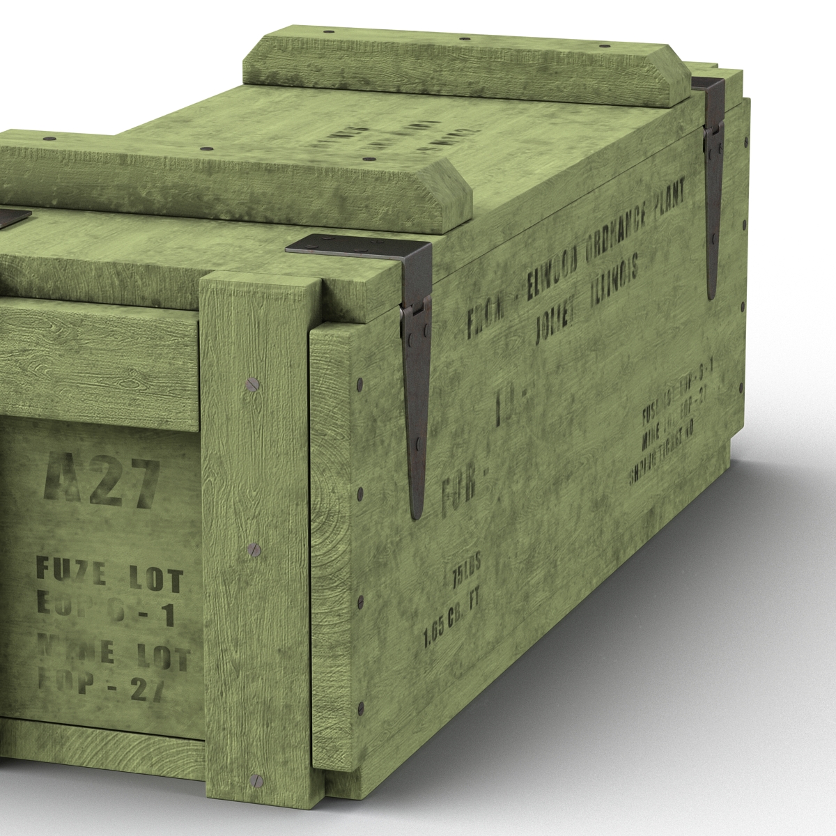 3D Ammo Crate 3 Green model