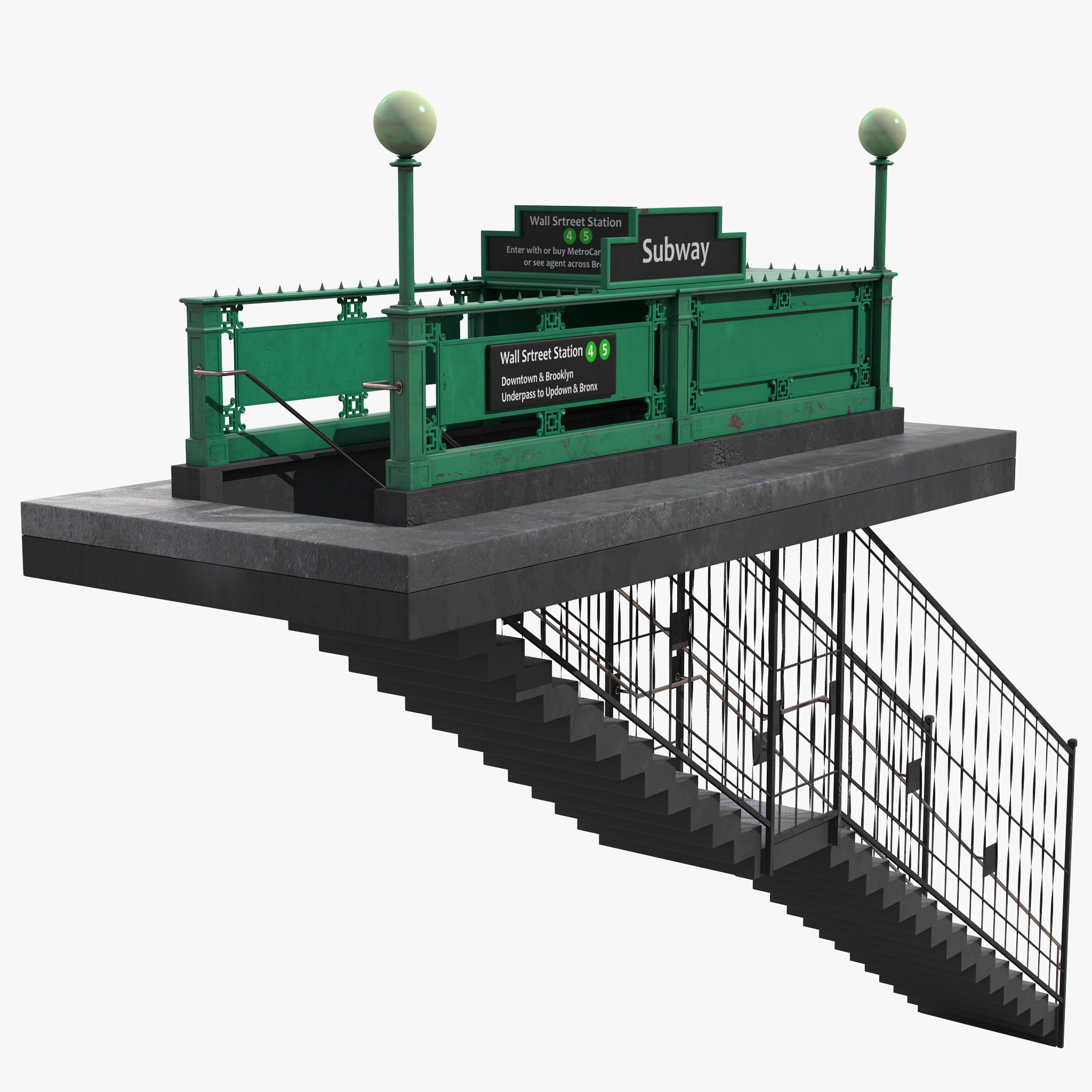 Subway Entrance in New York City 3D