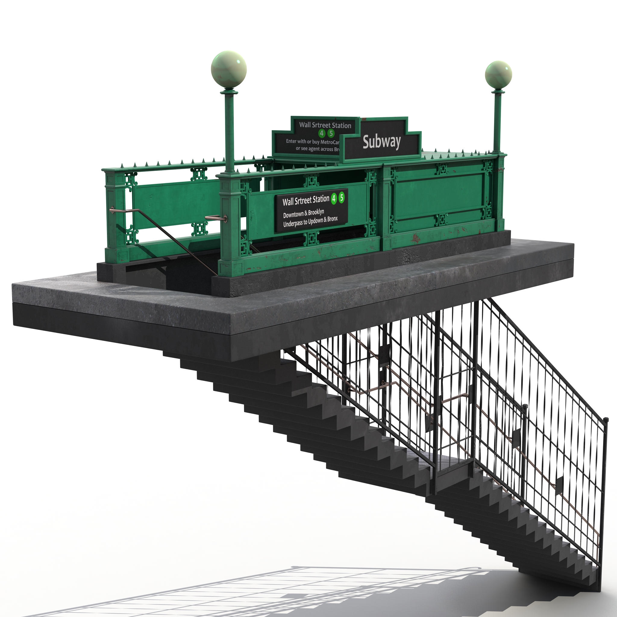 Subway Entrance in New York City 3D