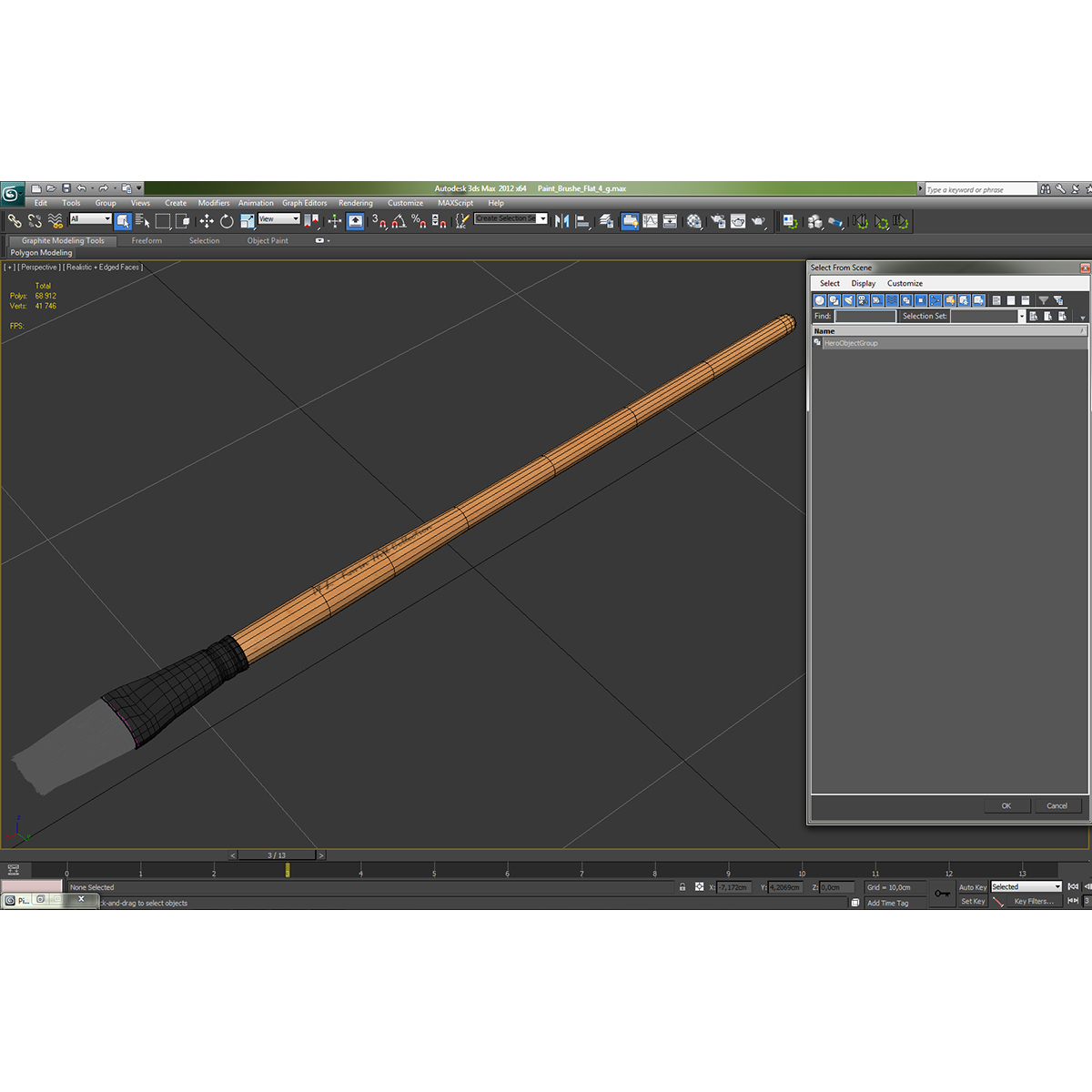 3D Paint Brush Flat 4 model