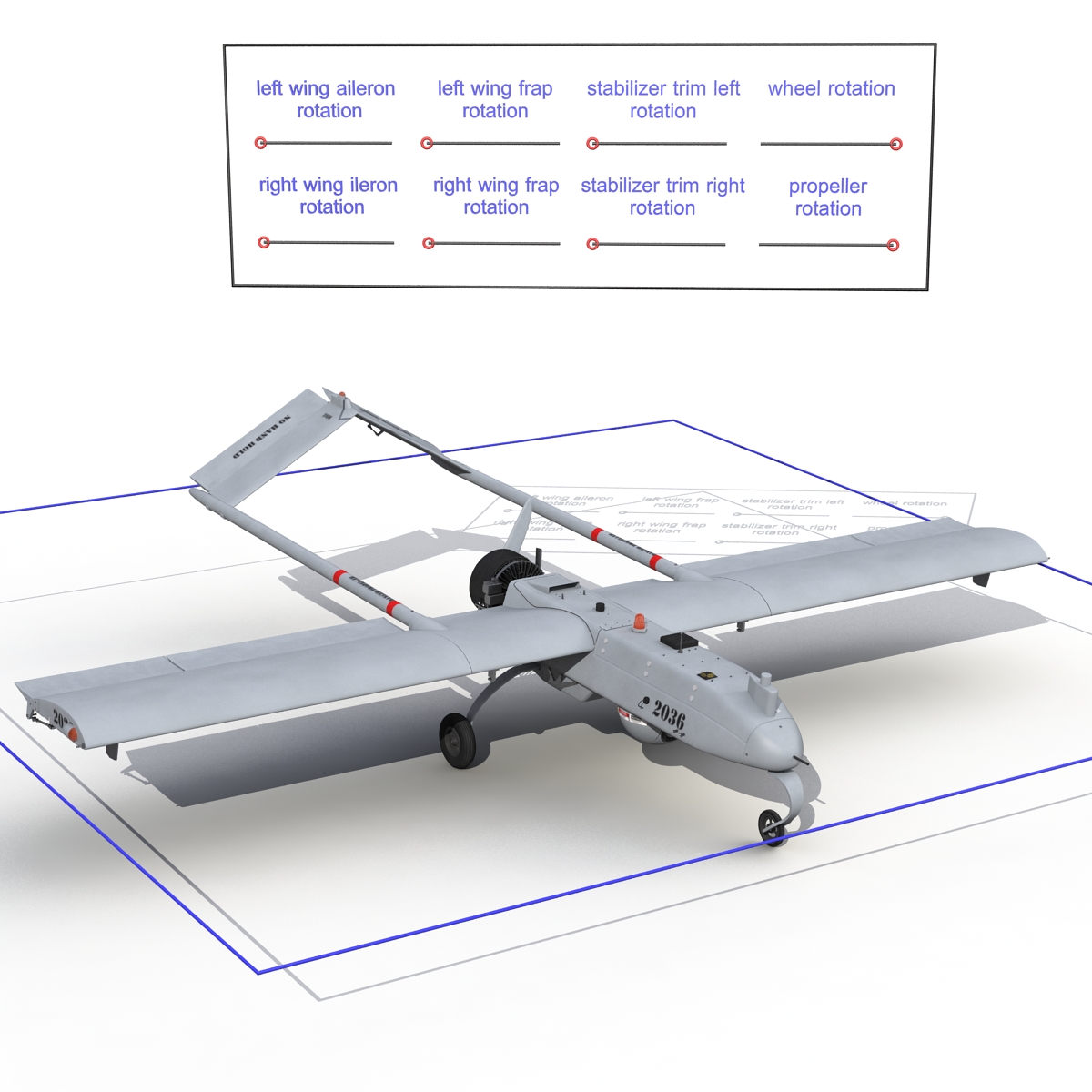 3D AAI RQ-7 Shadow UAV Rigged