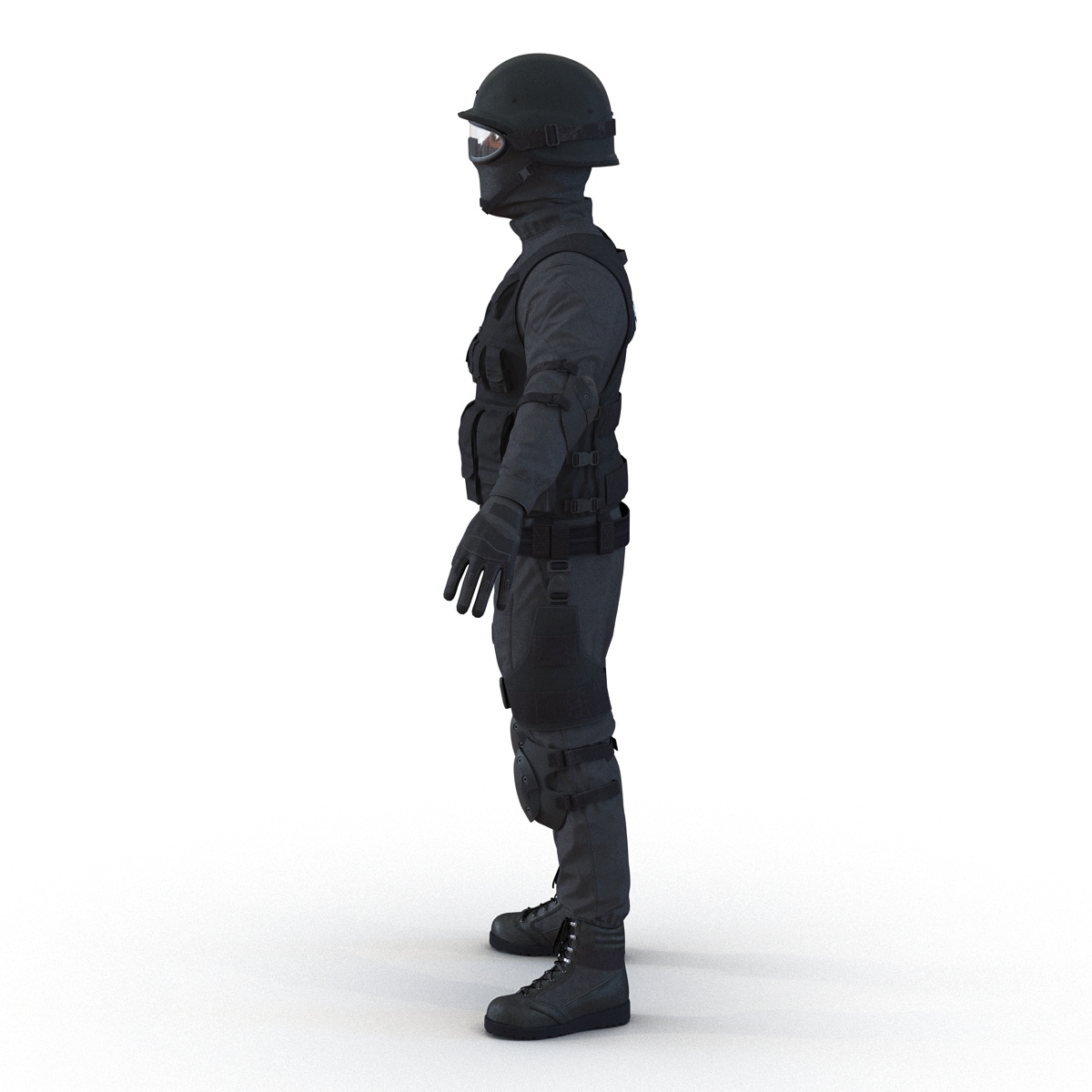 SWAT Man Afro American Rigged 3D model