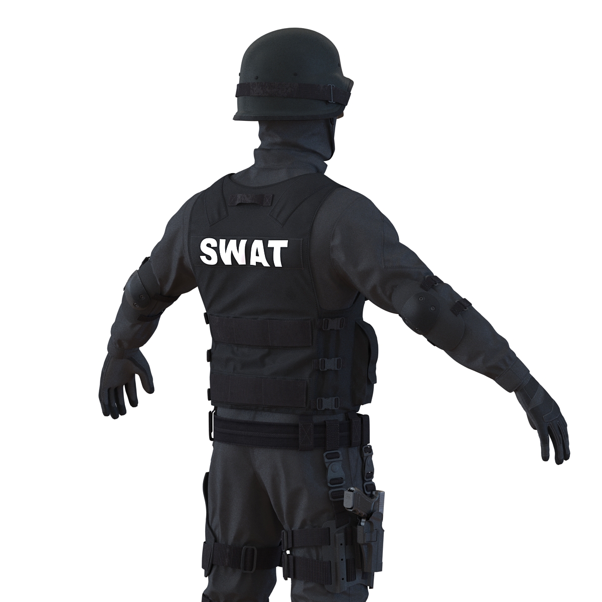 SWAT Man Afro American Rigged 3D model