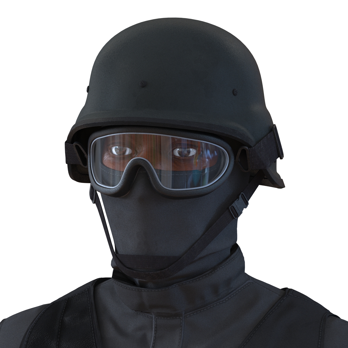 SWAT Man Afro American 2 3D model