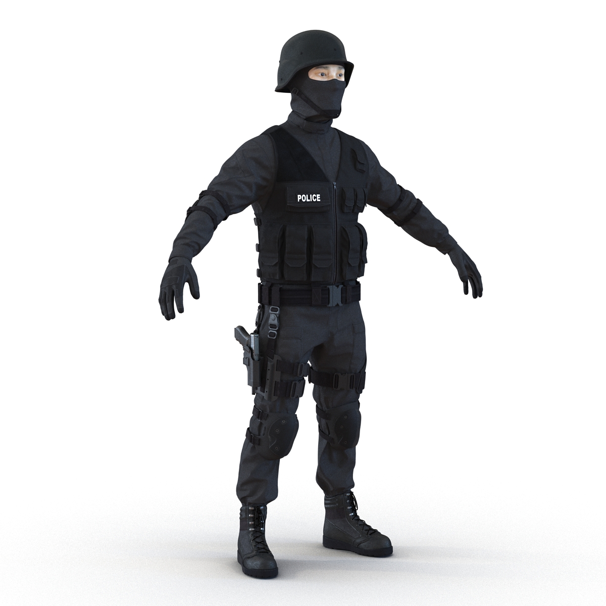 3D SWAT Man Asian Rigged