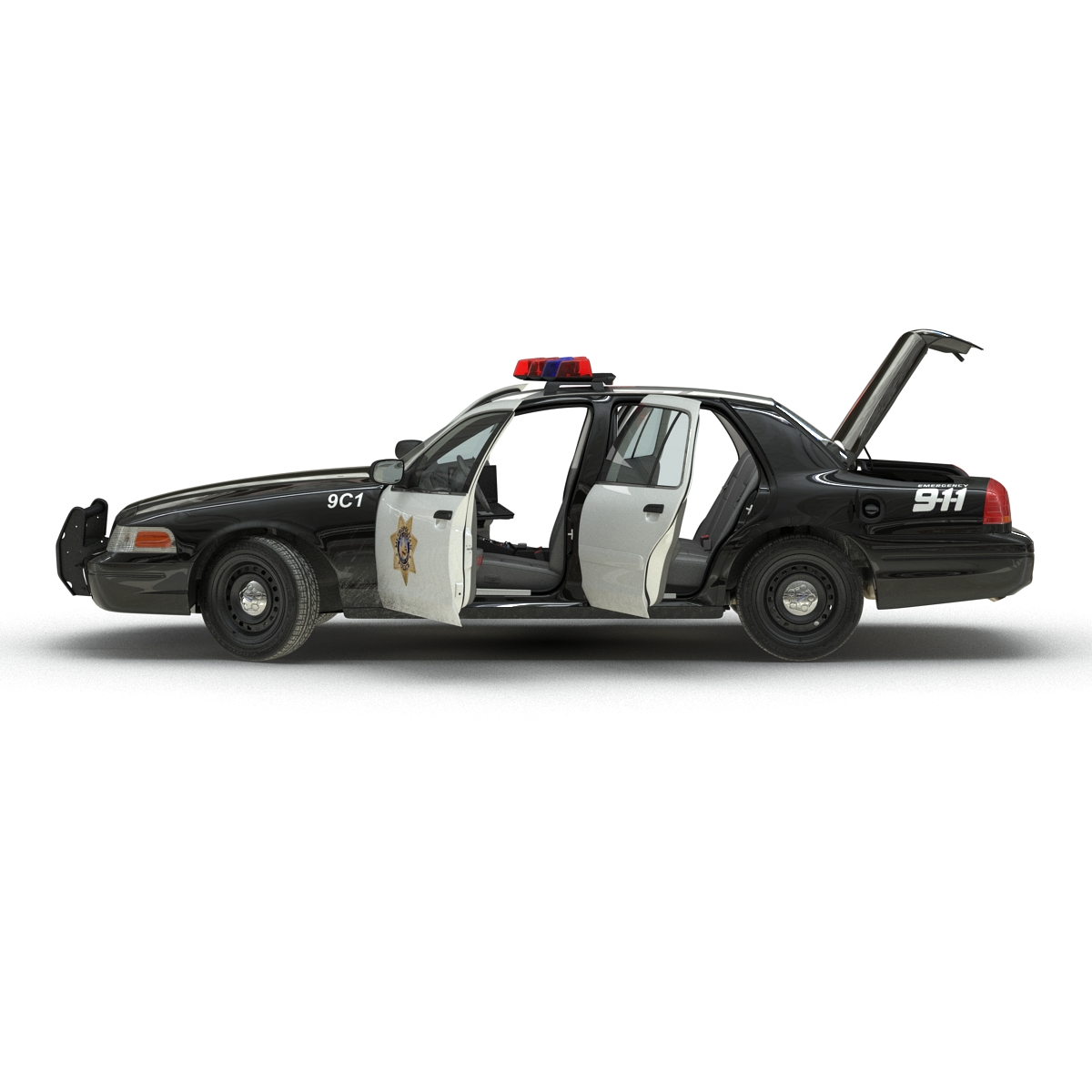 Ford Crown Victoria Police Car Rigged 3D