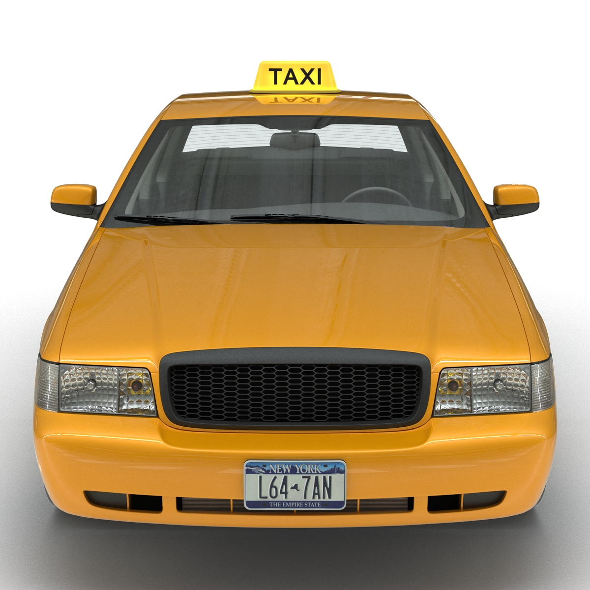 Ford Crown Victoria Yellow Taxi Simple Interior 3D