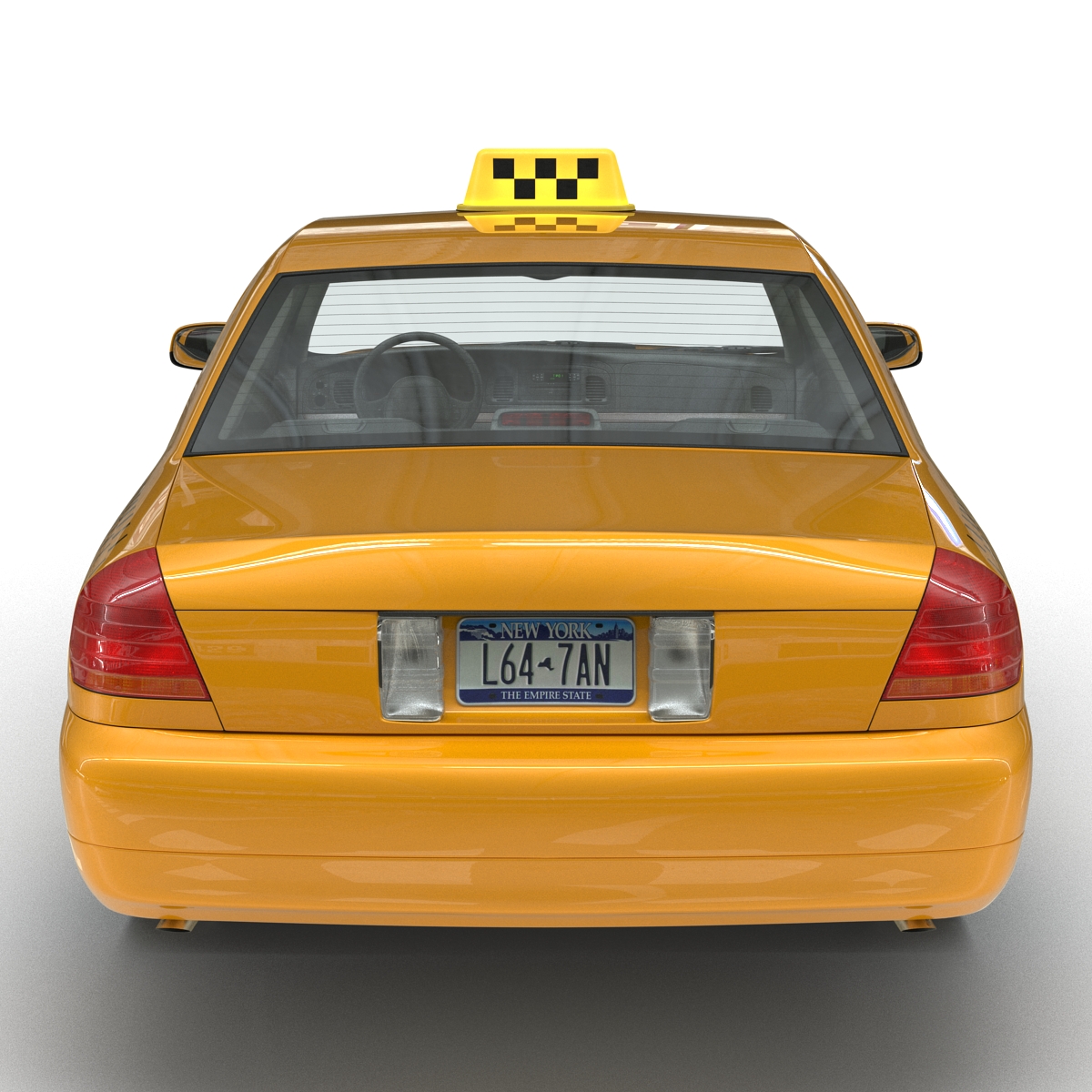 Ford Crown Victoria Yellow Taxi Simple Interior 3D