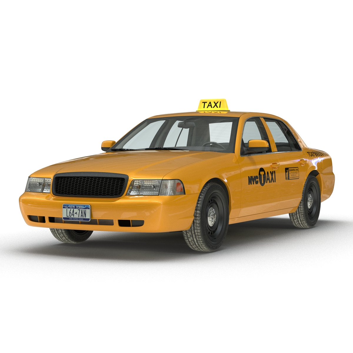 Ford Crown Victoria Yellow Taxi Simple Interior 3D