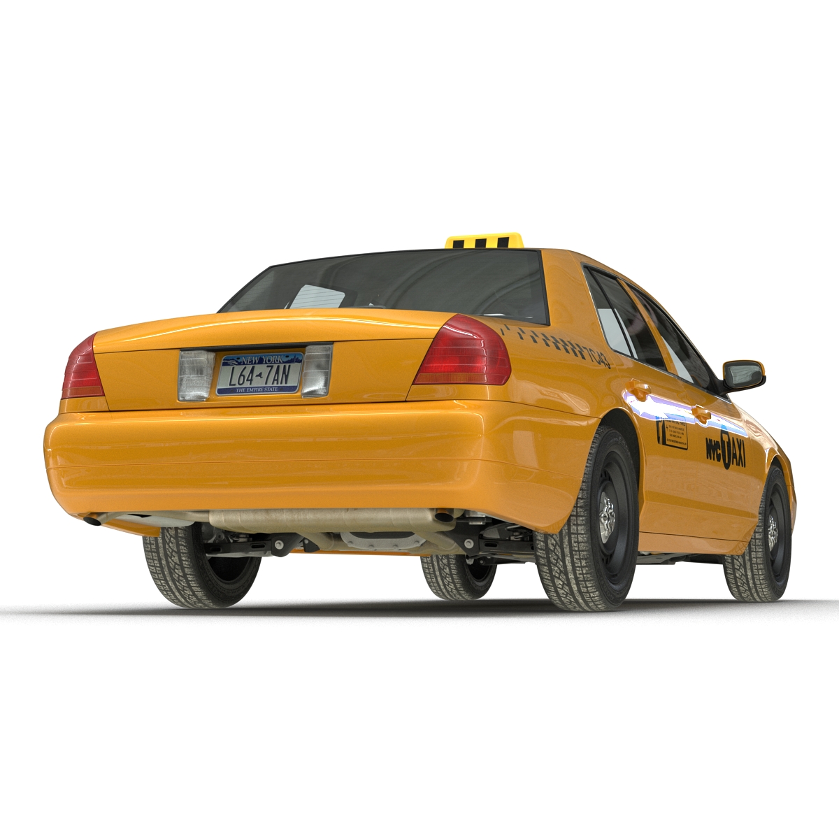 Ford Crown Victoria Yellow Taxi Simple Interior 3D