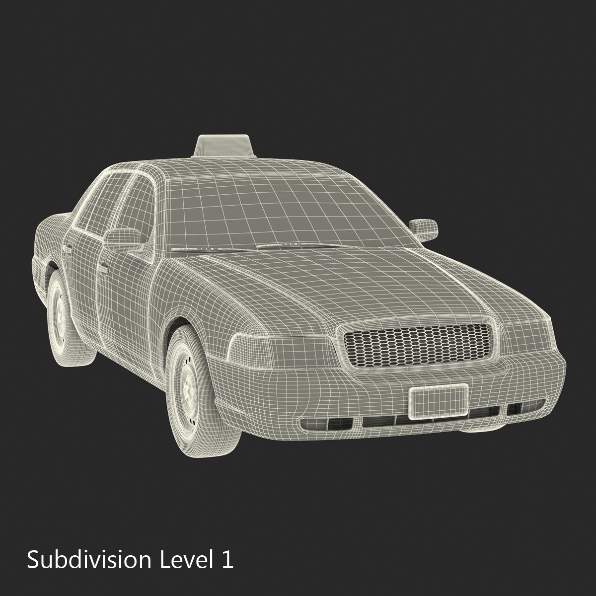 Ford Crown Victoria Yellow Taxi Simple Interior 3D