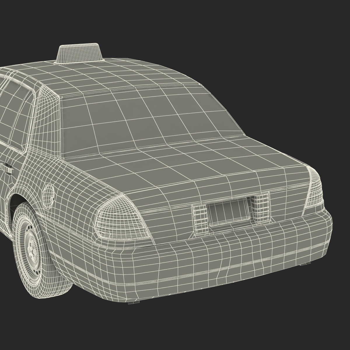 Ford Crown Victoria Yellow Taxi Simple Interior 3D