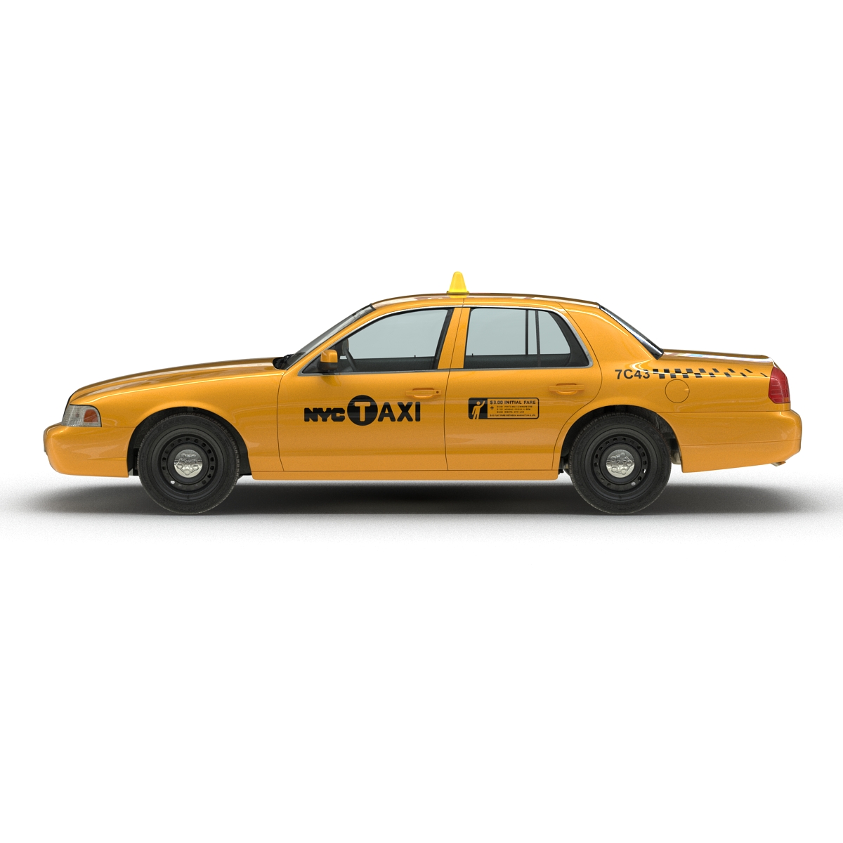 3D model Generic Yellow Taxi Simple Interior