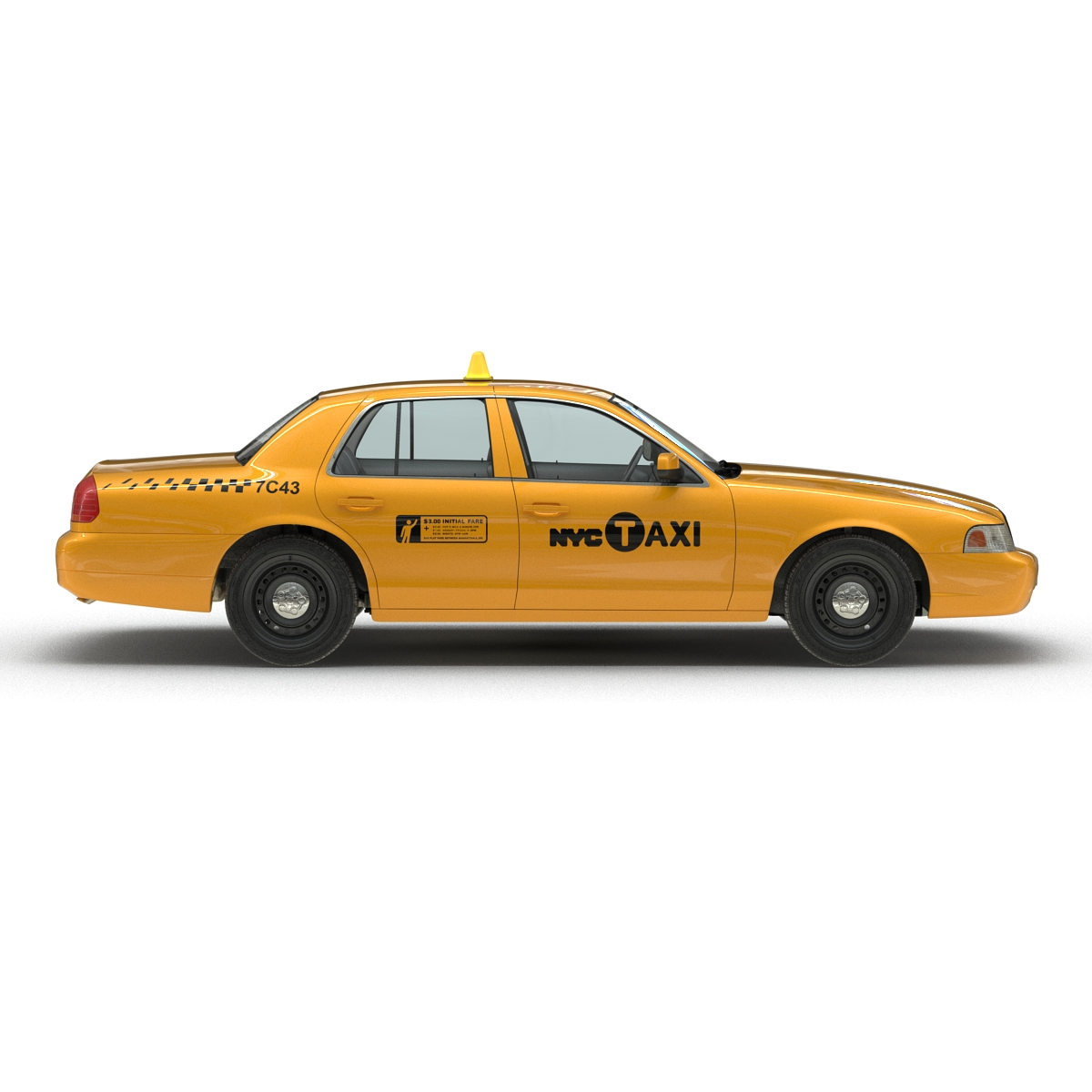 3D model Generic Yellow Taxi Simple Interior