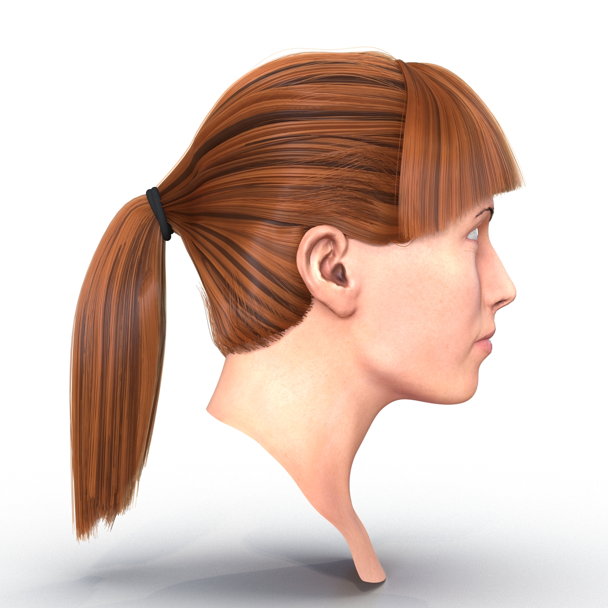 3D Female Caucasian Head with Hair