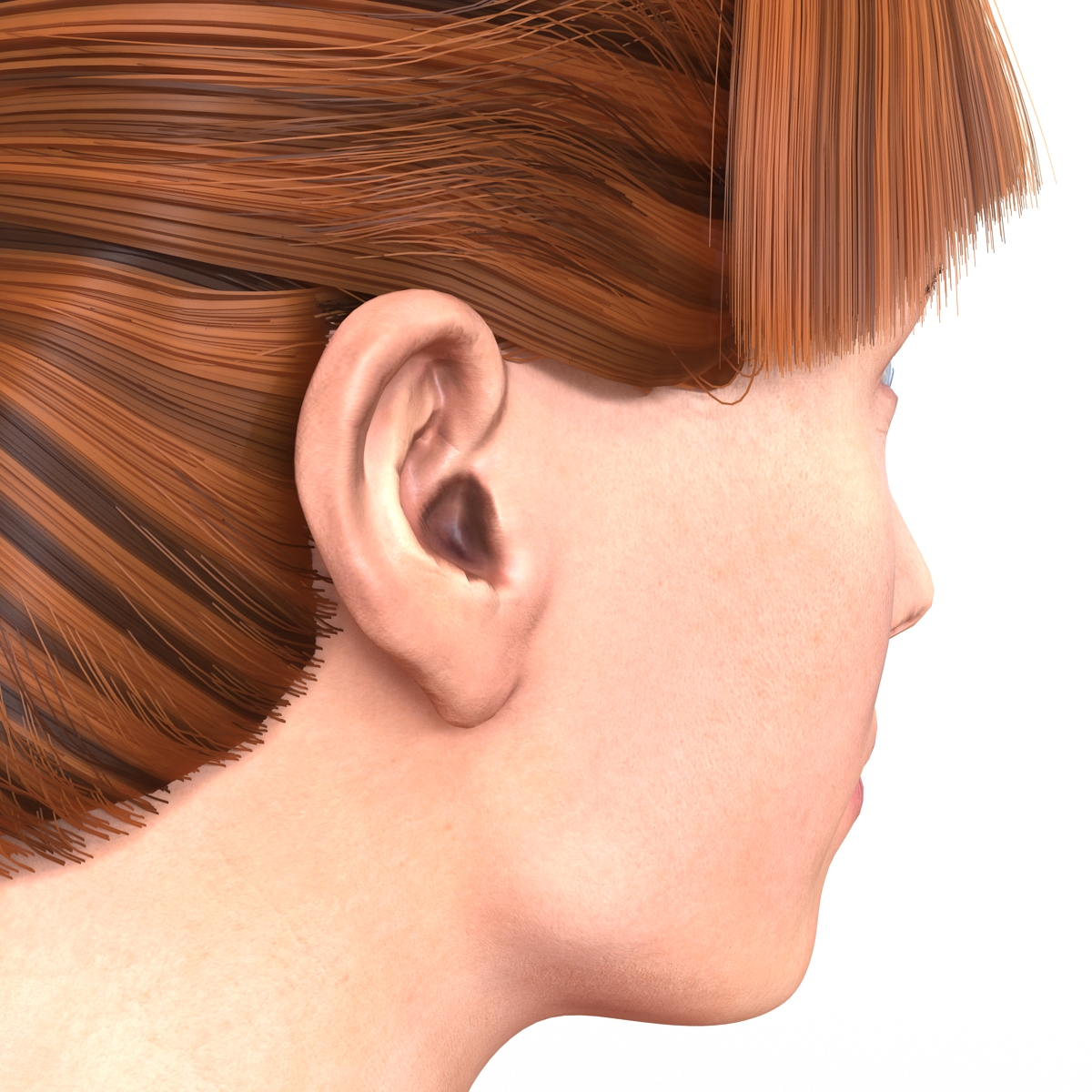 3D Female Caucasian Head with Hair