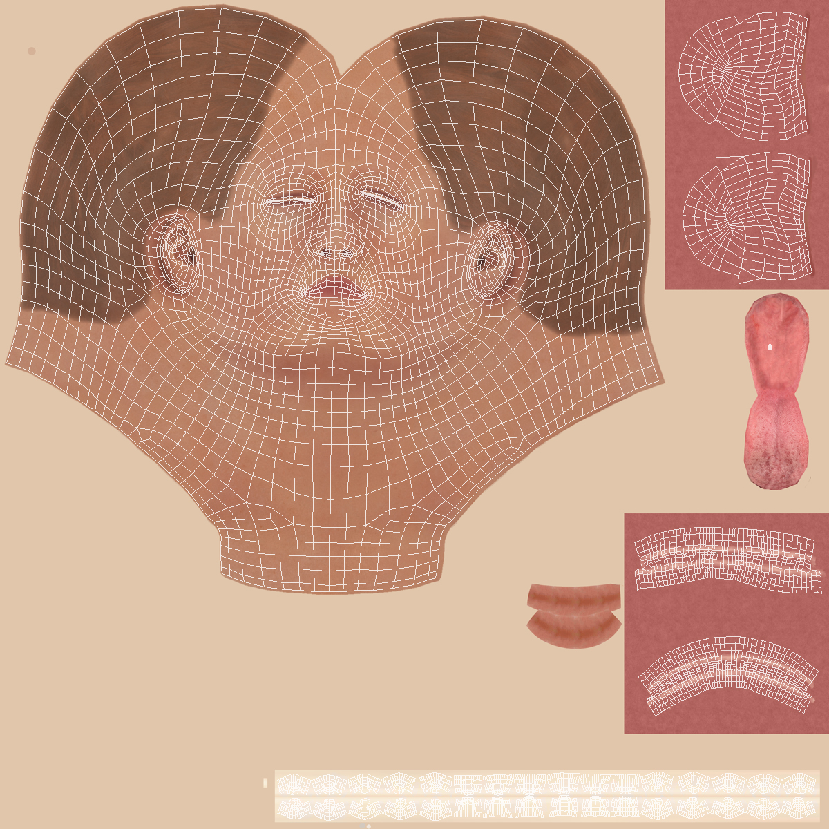 3D Female Caucasian Head with Hair