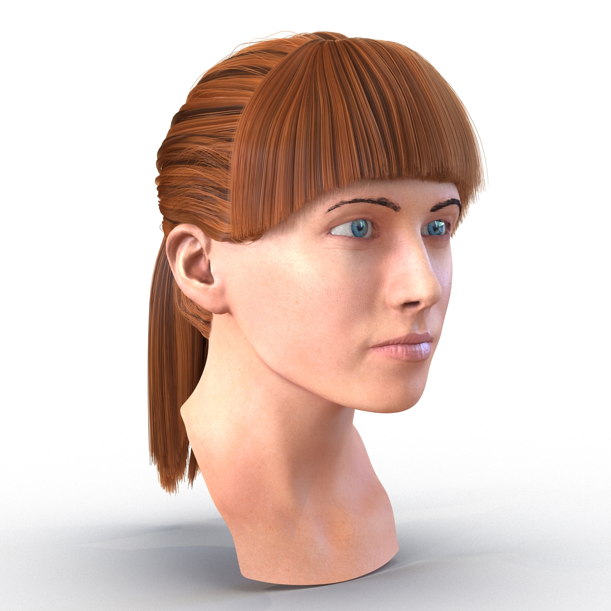 3D Female Caucasian Head Rigged model